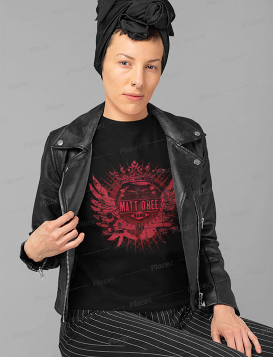 Matt O'Ree Band Women's Red Abstract Logo Black T-Shirt