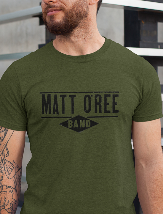 Matt O'Ree Band Army Green Logo T-Shirt - Black Text